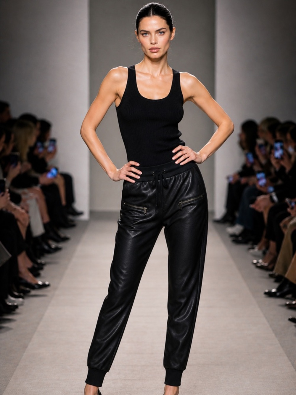 Dance & Marvel Black Faux Leather Joggers Size S